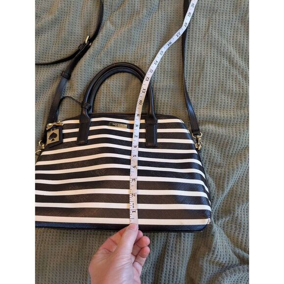 Kate Spade With Tag, Handbag Shoulder 2Way Border Logo White Black Jet Bag - Picture 8 of 10